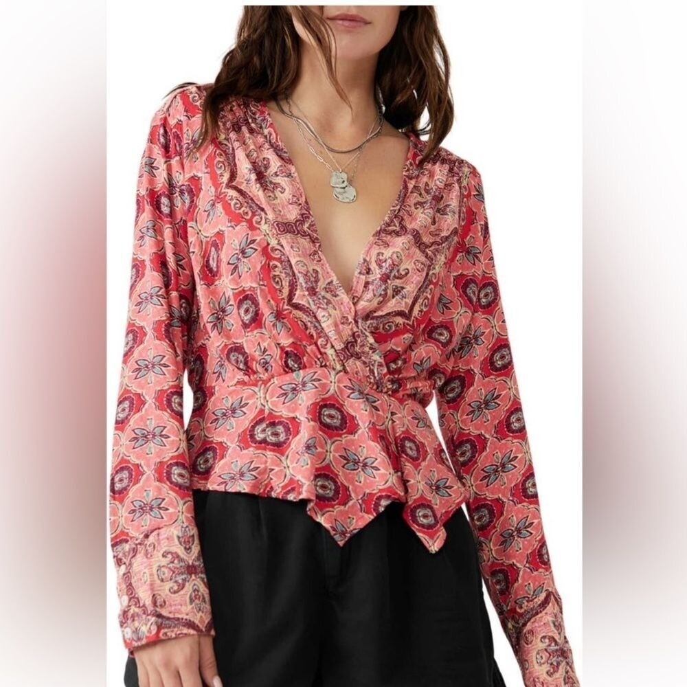 NWT Free People Falling‎ For You Floral Print Peplum Top BOHO!
